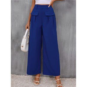 A Classy Chic Boutique Royal Blue Wide-Leg High-Waist Pants